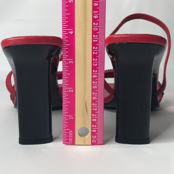 Lerre Heel Women’s 7.5 Cocktail Red Rhinestone Embellished Sleek Black Sleek - Picture 12 of 14